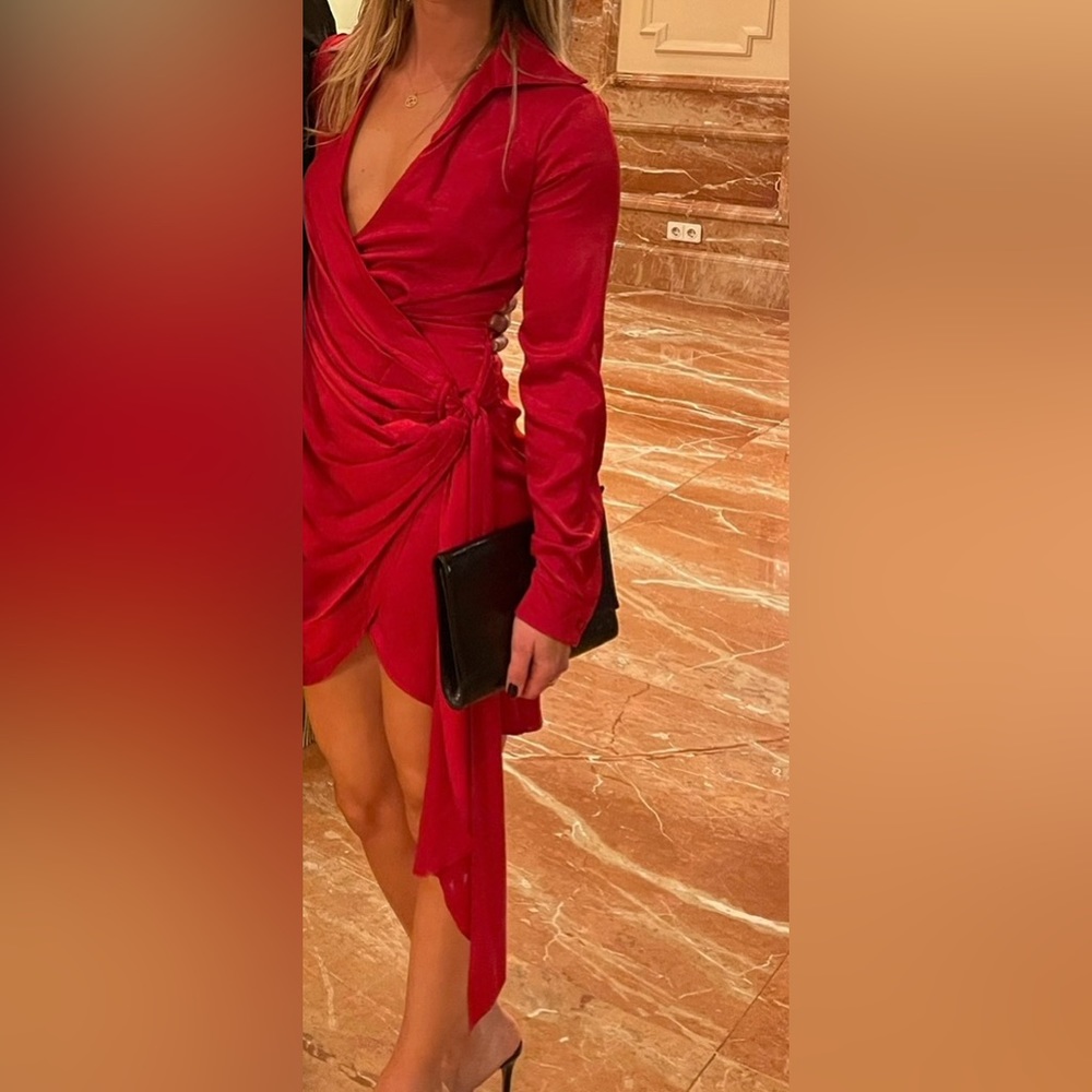 Superdown Red Wrap Dress